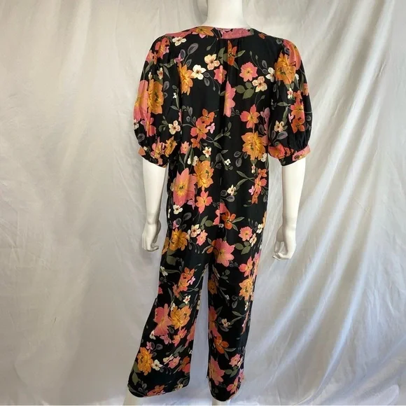 Voge Boutique Floral Cropped Leg Puff Sleeve Jumpsuit - Picture 4 of 8